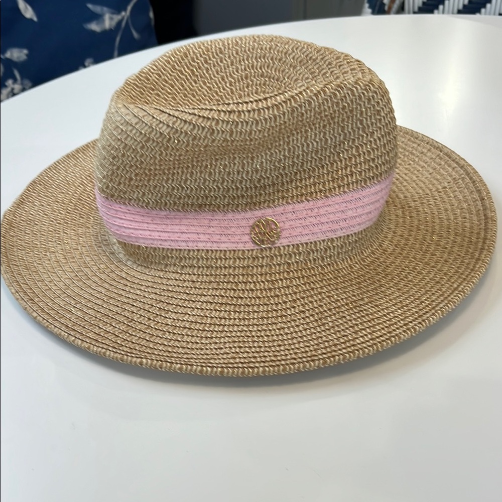 Straw Sun Hat with Pink Band